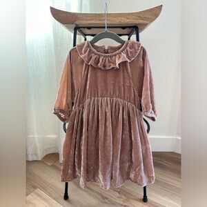 Rylee + Cru Noralee Adeline Dress, pink velvet, size 4